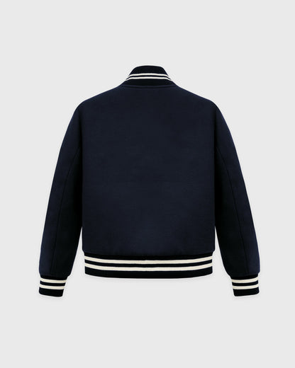 Sporty & Rich BH Crest Wool Varsity Jacket - Navy/White