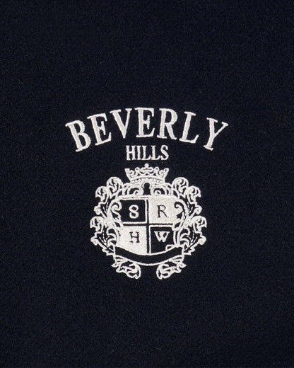 Sporty & Rich BH Crest Wool Varsity Jacket - Navy/White