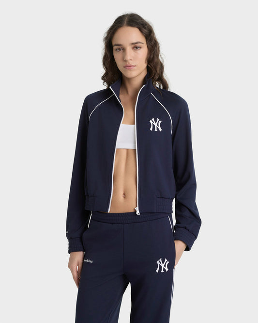 Sporty & Rich Heritage Yankees Serif Retro Track Jacket - Navy/White