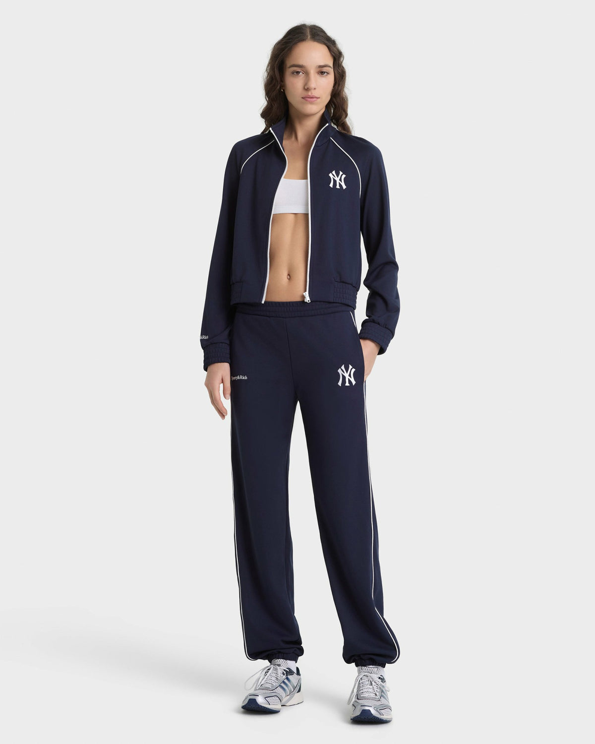 Sporty & Rich Heritage Yankees Serif Retro Track Jacket - Navy/White