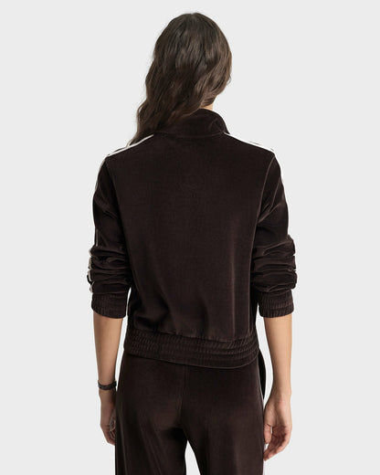 Sporty & Rich NY Crest Elio Velour Track Jacket - Chocolate