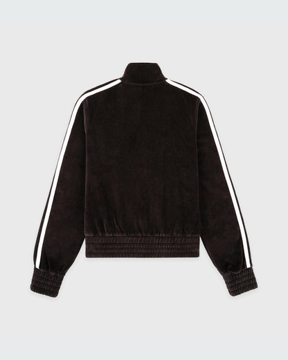 Sporty & Rich NY Crest Elio Velour Track Jacket - Chocolate