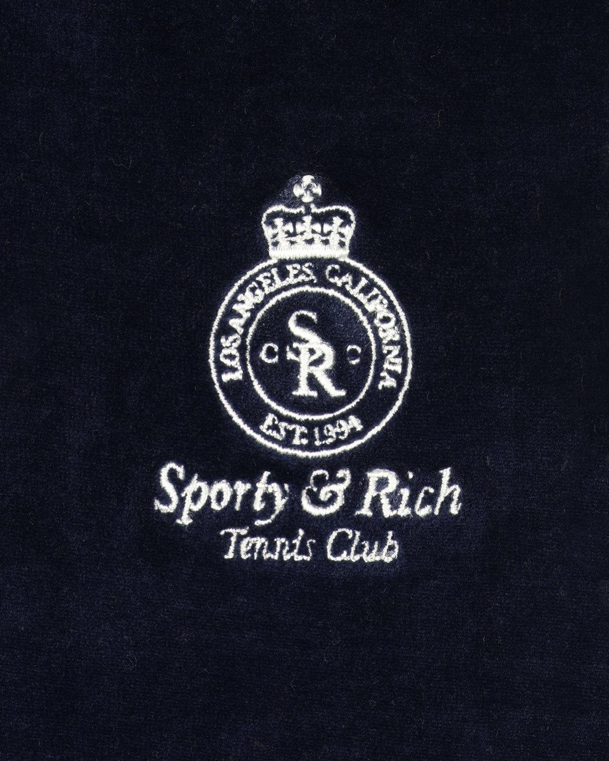 Sporty & Rich Crown Tennis Elio Velour Track Jacket - Navy/Ecru