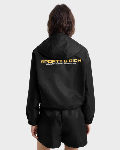 Sporty & Rich Bold Health Nylon Windbreaker - Black/Gold