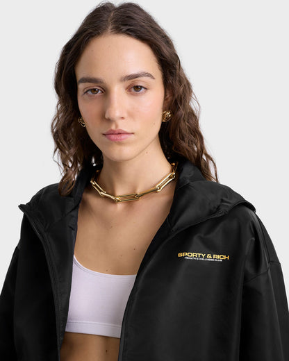 Sporty & Rich Bold Health Nylon Windbreaker - Black/Gold