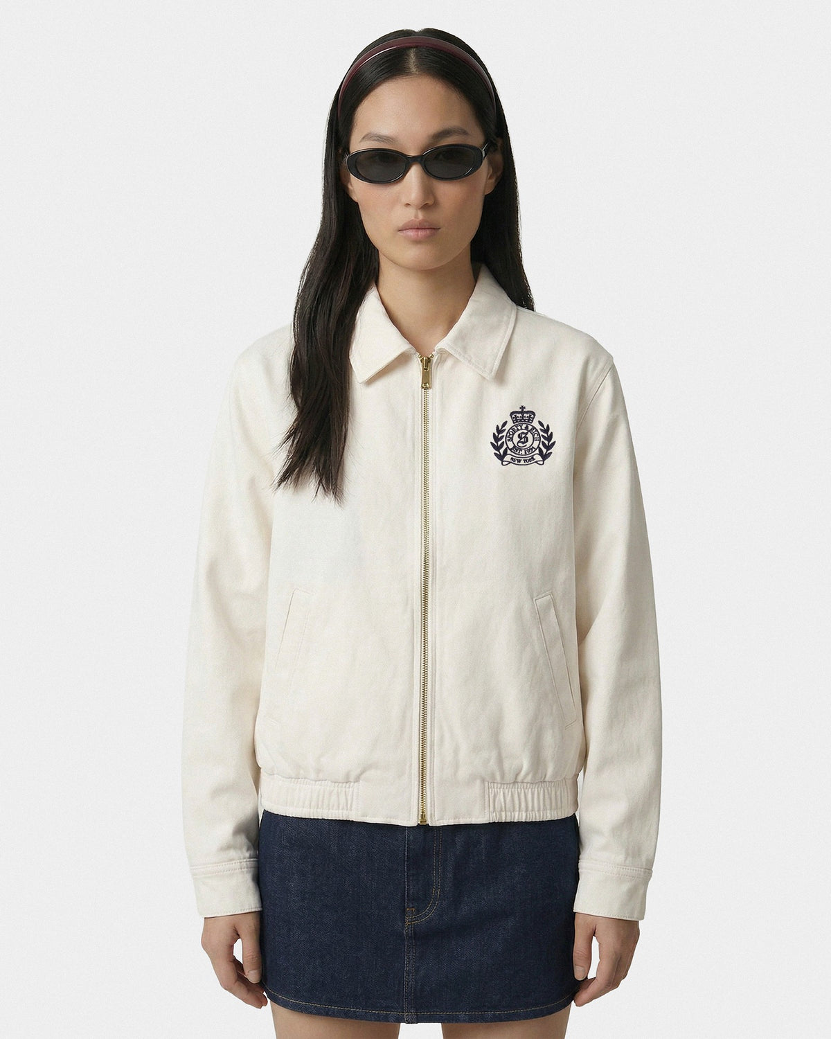 Sporty & Rich NY Crest Prep Jacket - Ecru/Navy