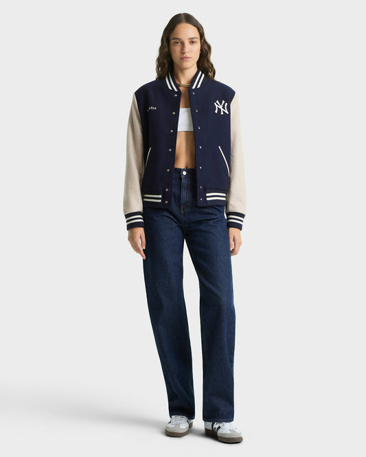 Sporty & Rich Homerun Wool Varsity Jacket - Navy/Cream