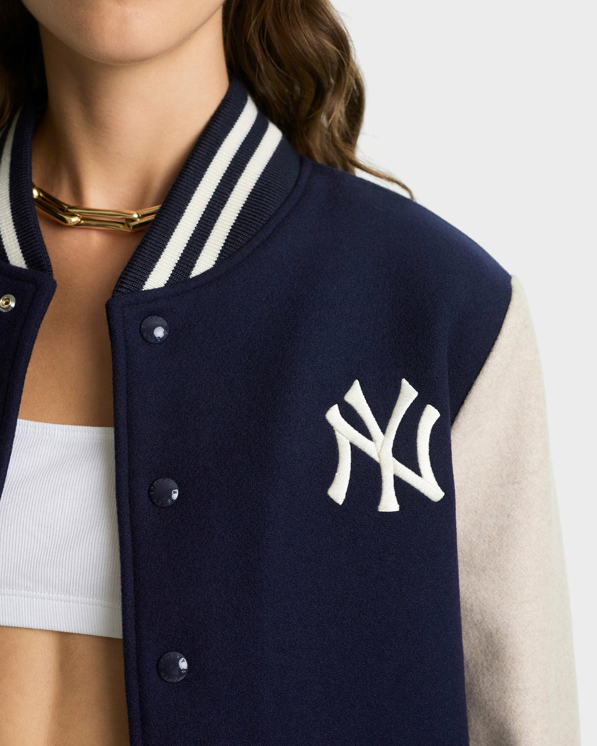 Sporty & Rich Homerun Wool Varsity Jacket - Navy/Cream