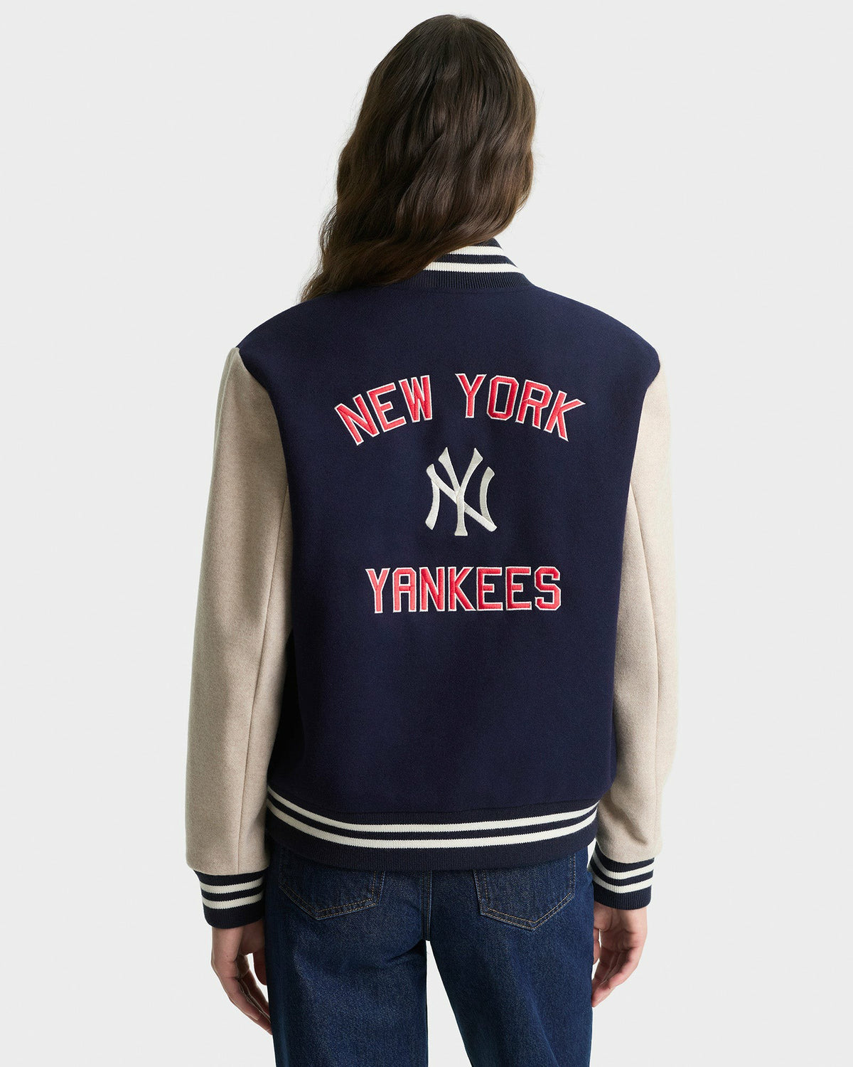 Sporty & Rich Homerun Wool Varsity Jacket - Navy/Cream