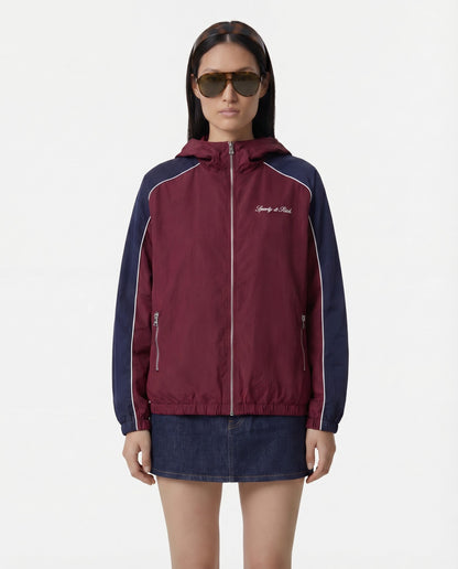Sporty & Rich Signature Logo Gym Jacket - Bordeaux/White/Navy