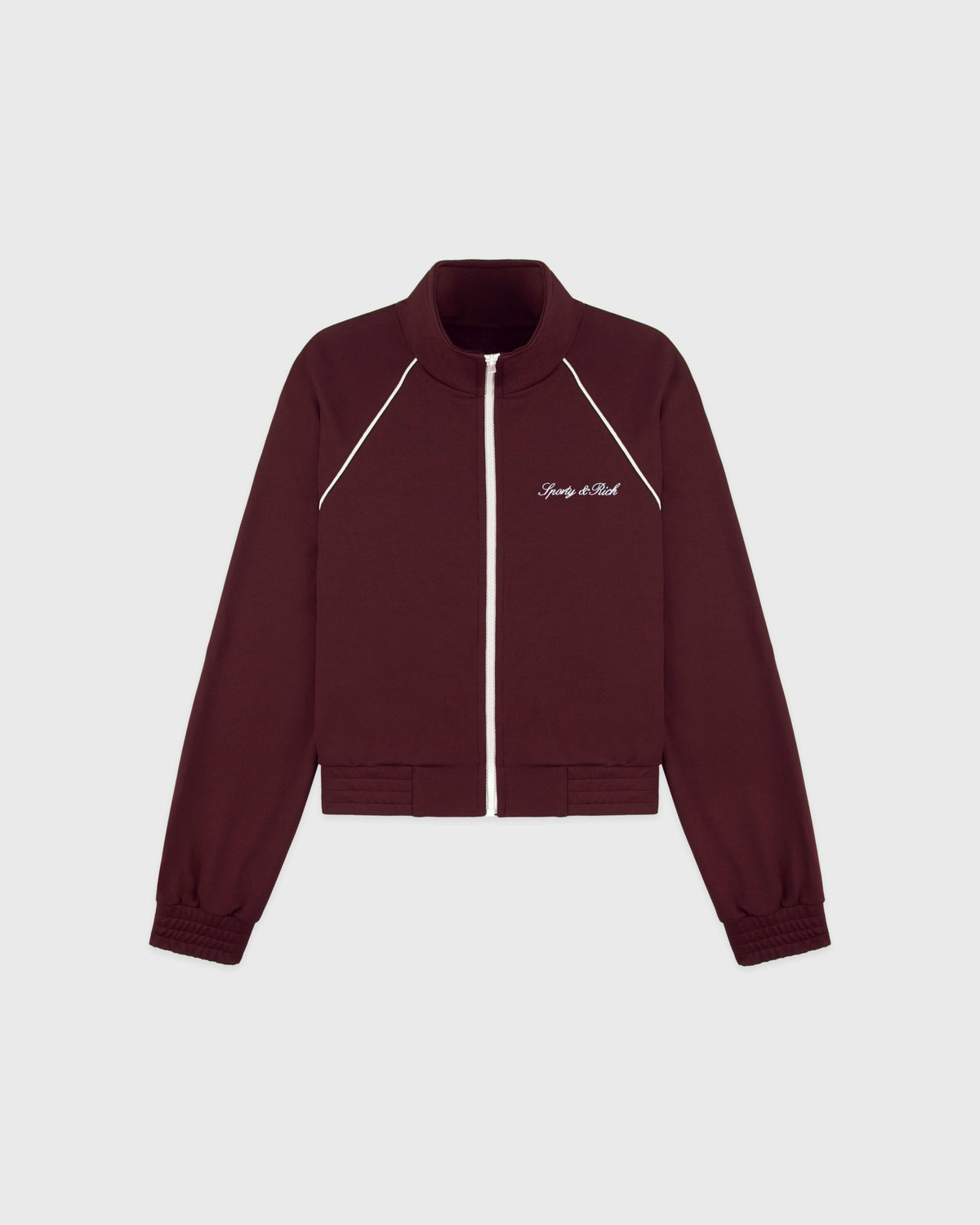 Sporty & Rich Signature Logo Retro Track Jacket - Bordeaux/White