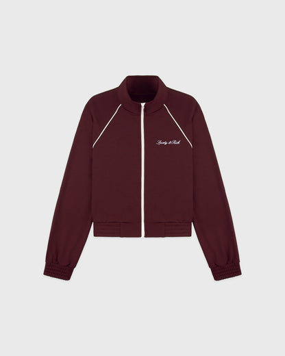 Sporty & Rich Signature Logo Retro Track Jacket - Bordeaux/White