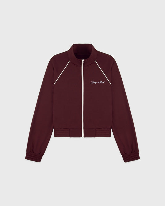 Sporty & Rich Signature Logo Retro Track Jacket - Bordeaux/White