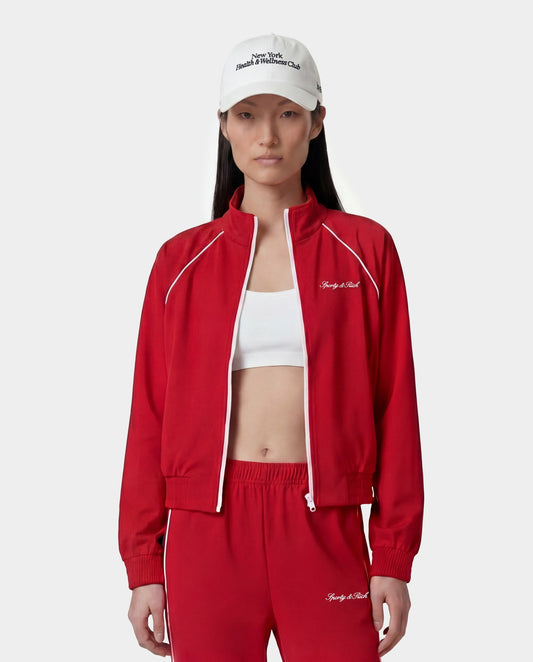 Sporty & Rich Signature Logo Retro Track Jacket - Ruby