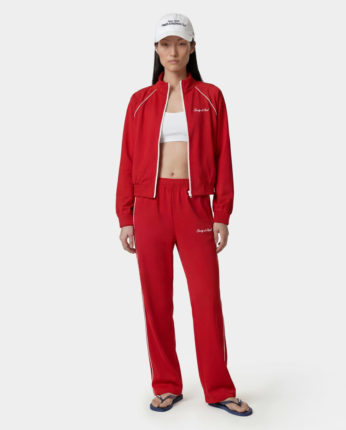 Sporty & Rich Signature Logo Retro Track Jacket - Ruby