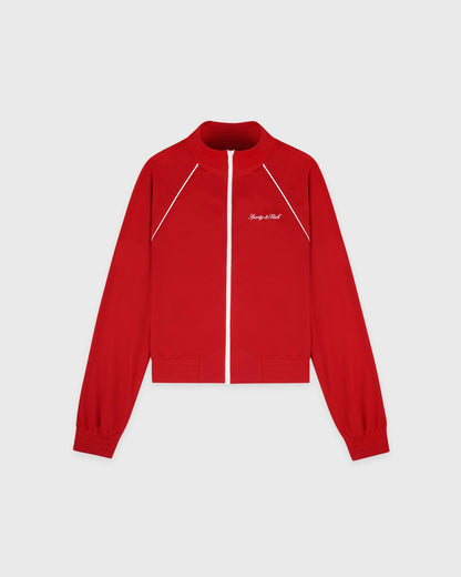 Sporty & Rich Signature Logo Retro Track Jacket - Ruby