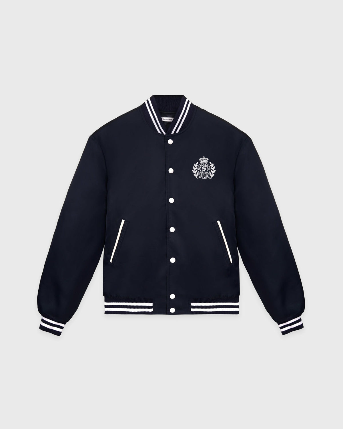 Sporty & Rich H&W Crest Oversized Varsity Jacket - Dark Navy