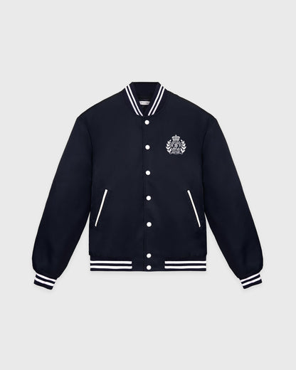Sporty & Rich H&W Crest Oversized Varsity Jacket - Dark Navy