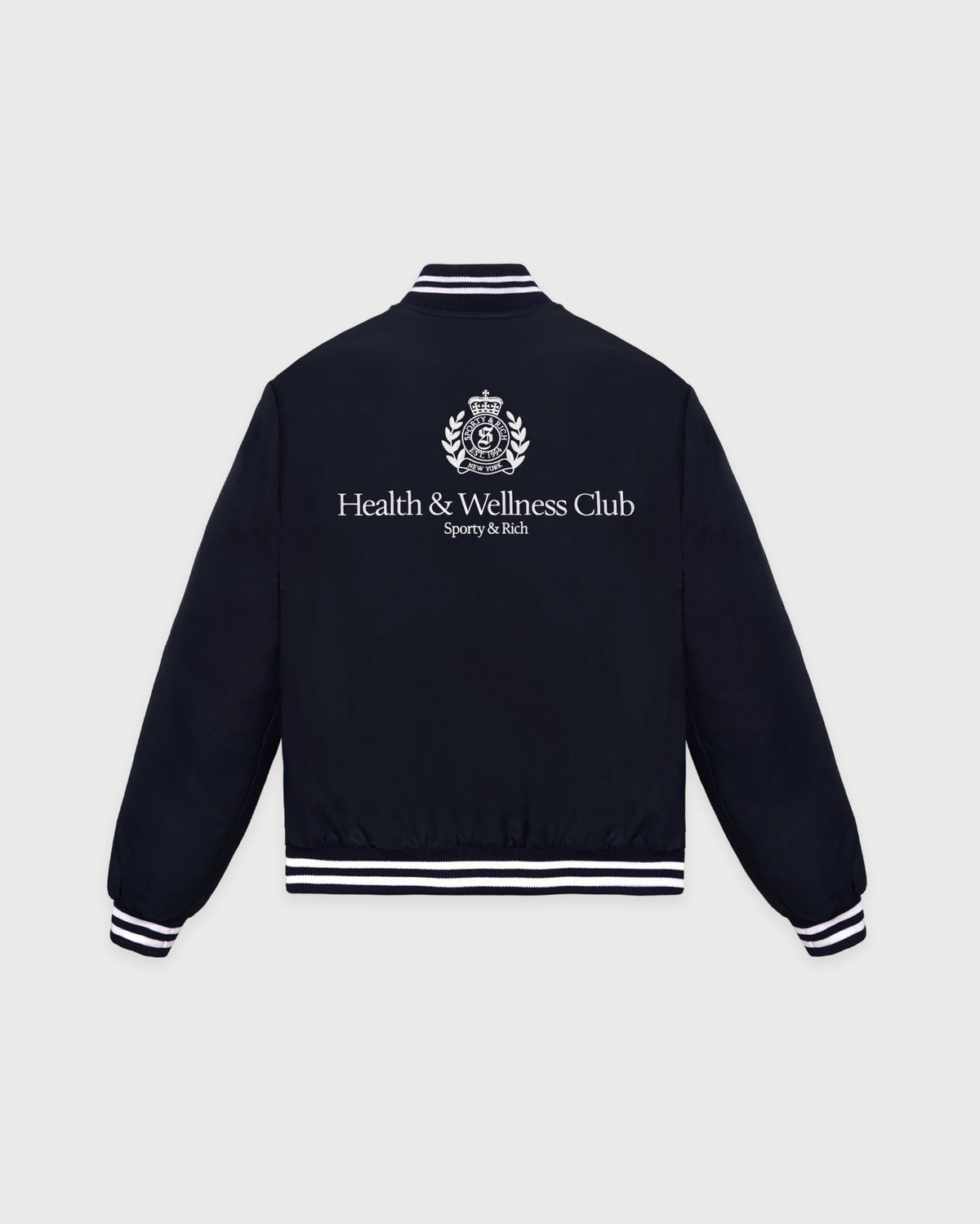 Sporty & Rich H&W Crest Oversized Varsity Jacket - Dark Navy
