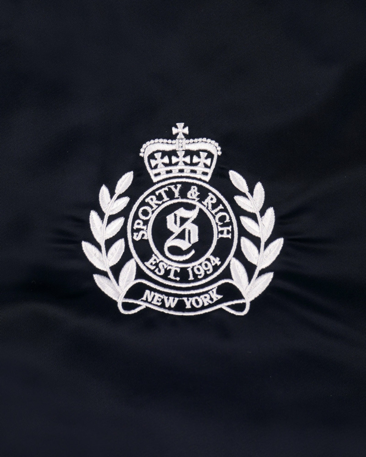 Sporty & Rich H&W Crest Oversized Varsity Jacket - Dark Navy