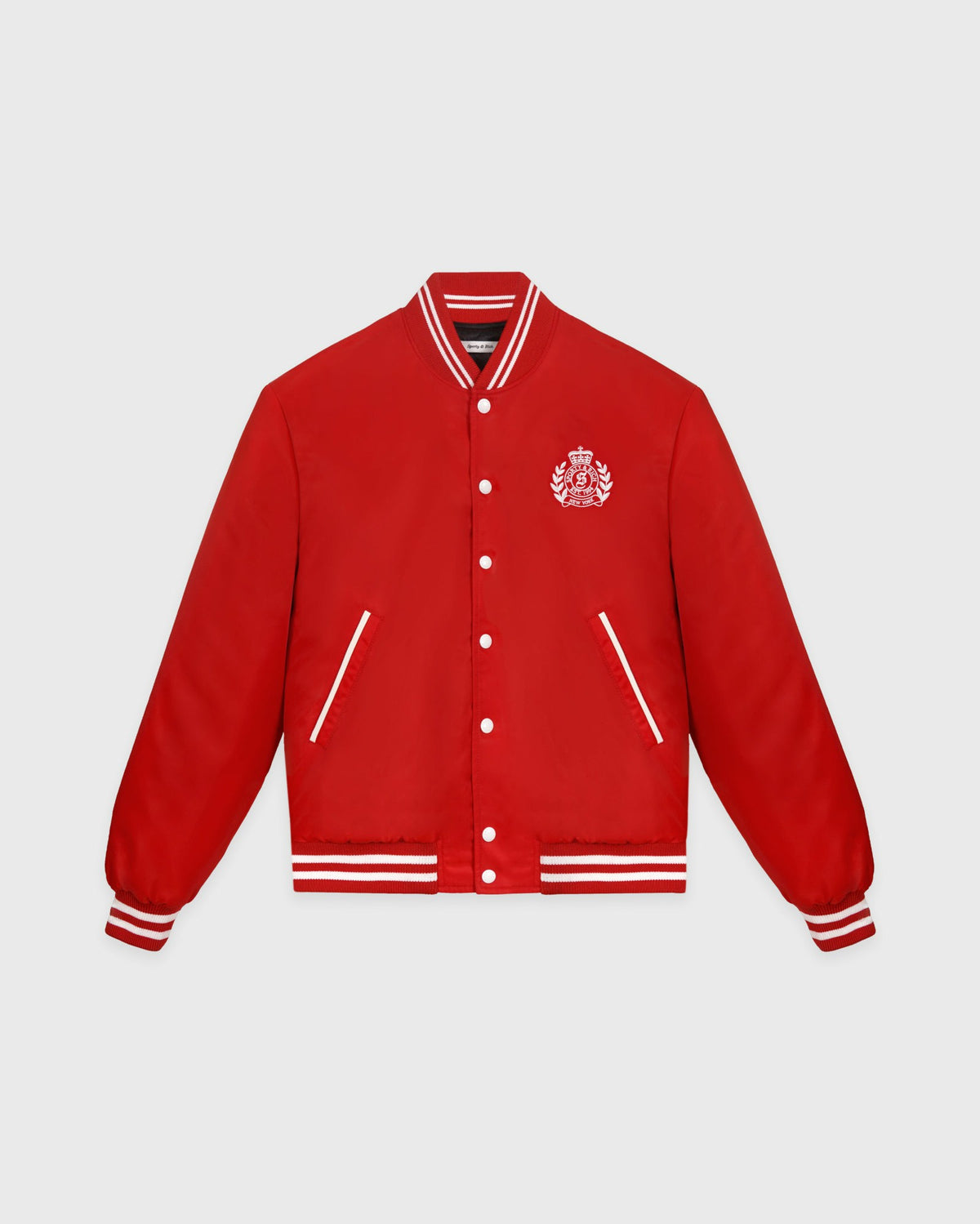 Sporty & Rich H&W Crest Oversized Varsity Jacket - Ruby