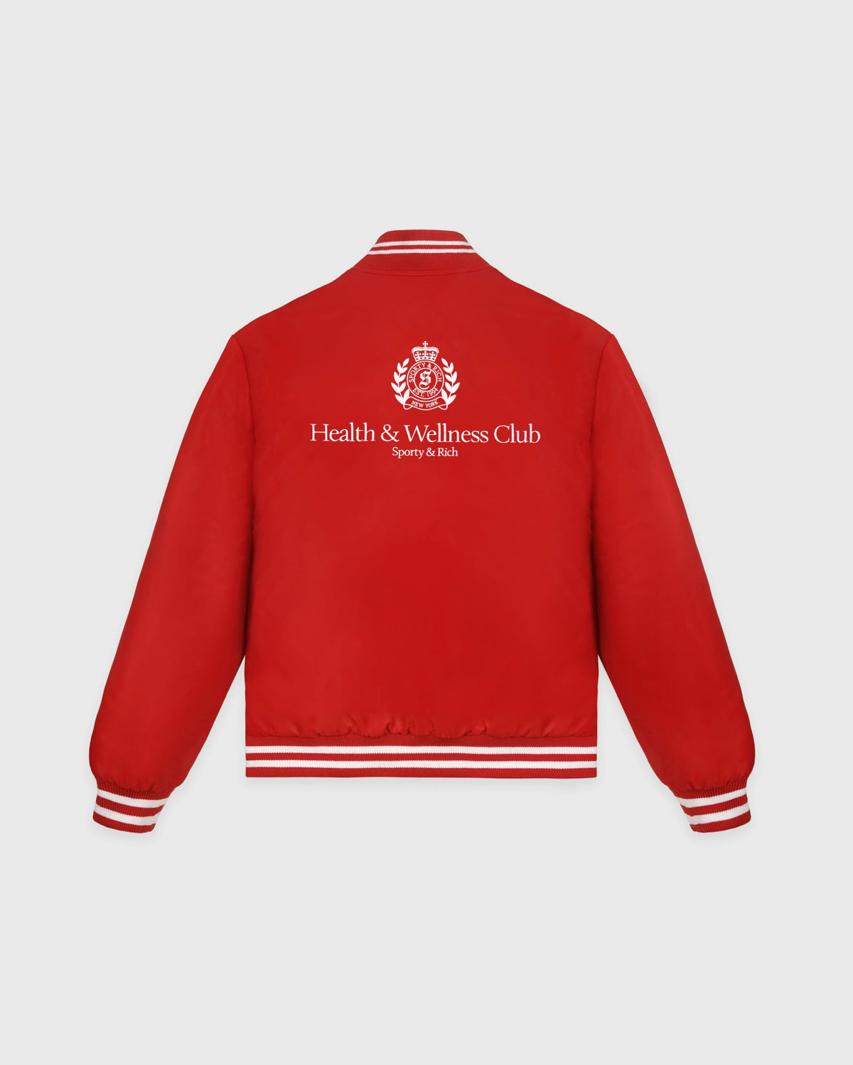 Sporty & Rich H&W Crest Oversized Varsity Jacket - Ruby