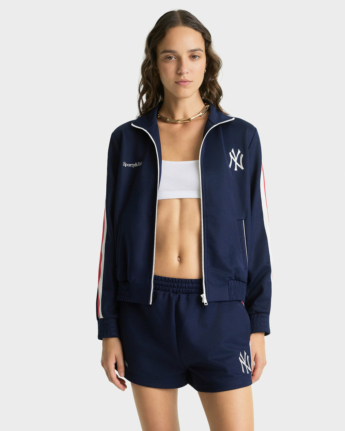Sporty & Rich Yankees Serif Track Jacket - Navy/White/Red