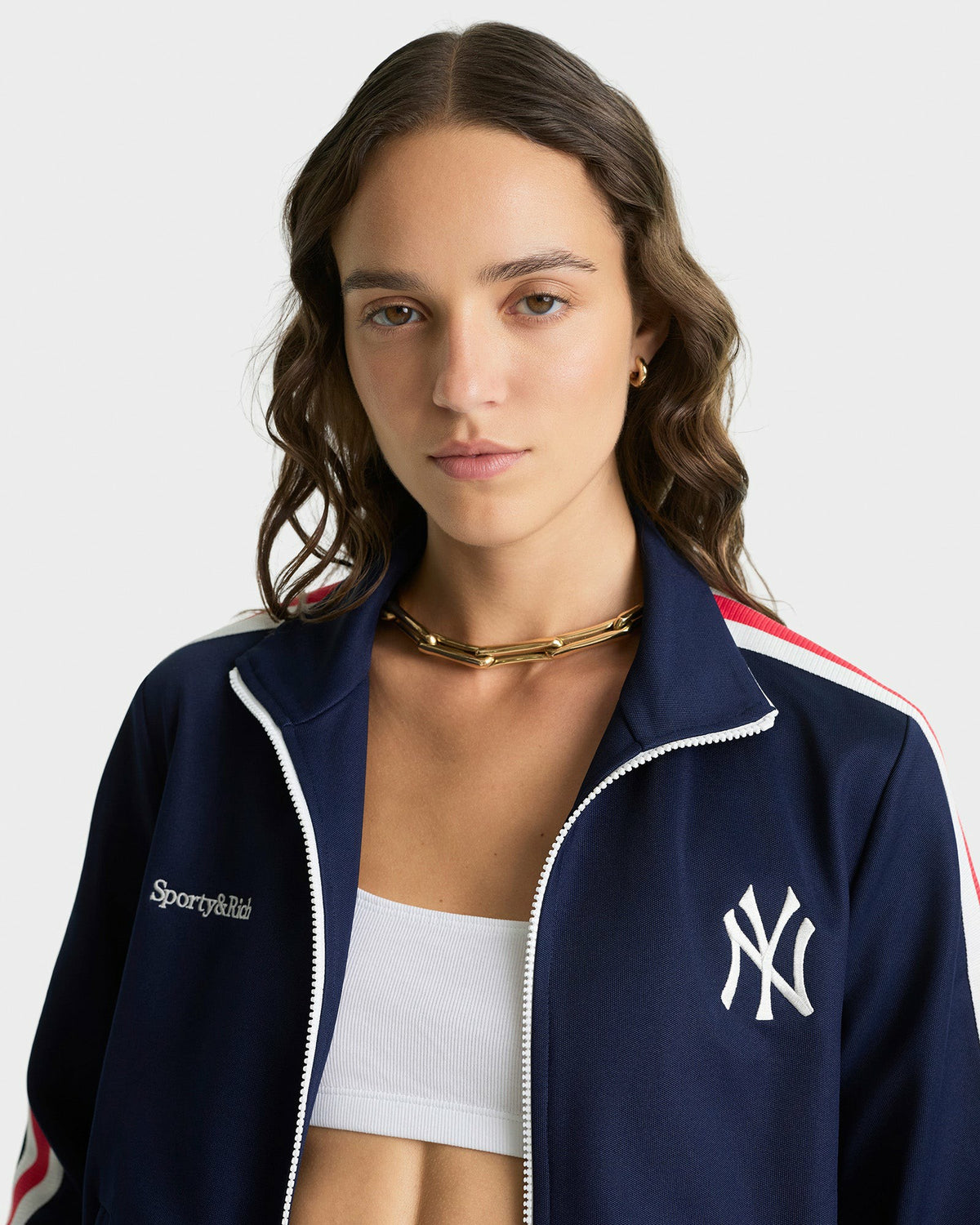 Sporty & Rich Yankees Serif Track Jacket - Navy/White/Red