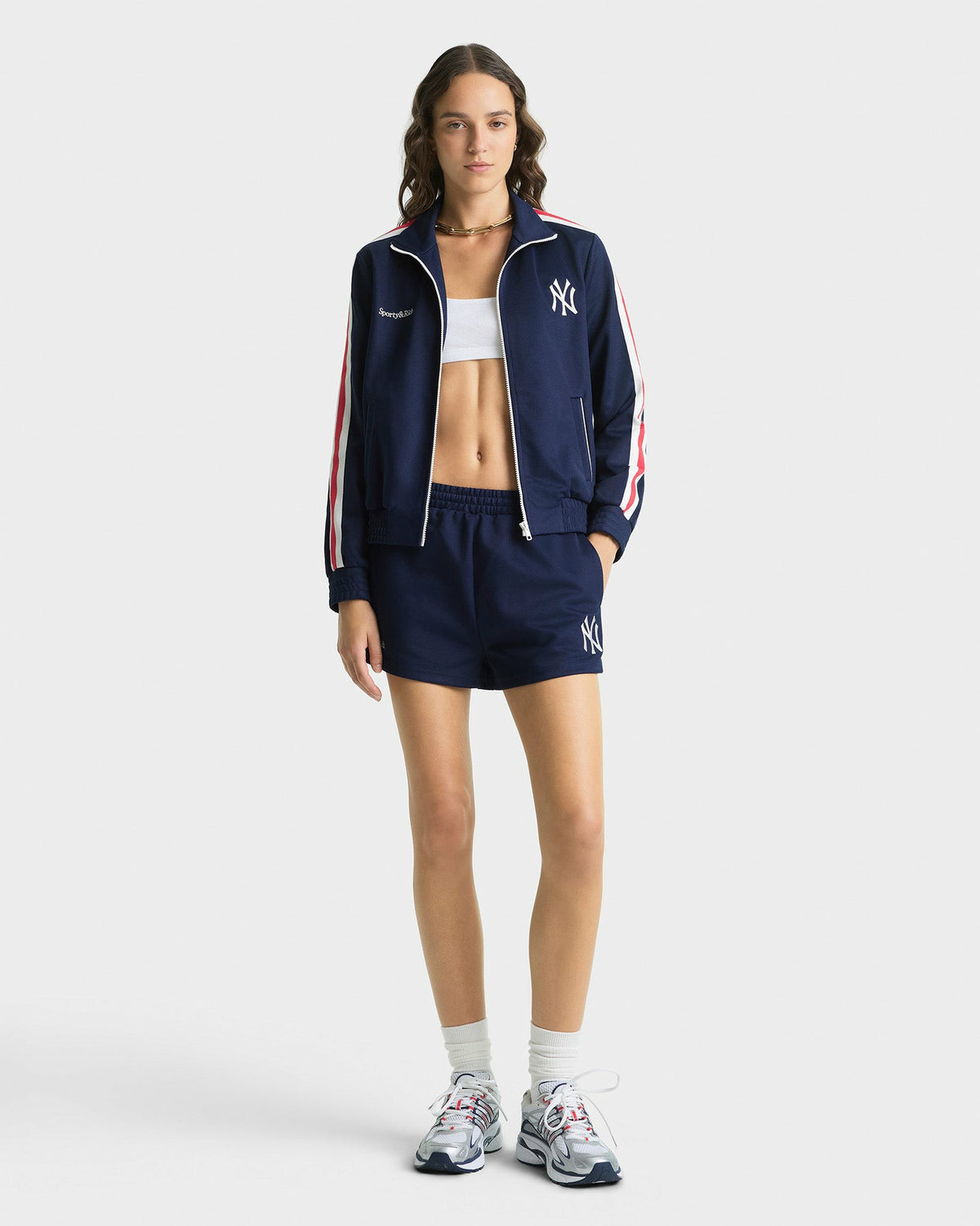Sporty & Rich Yankees Serif Track Jacket - Navy/White/Red