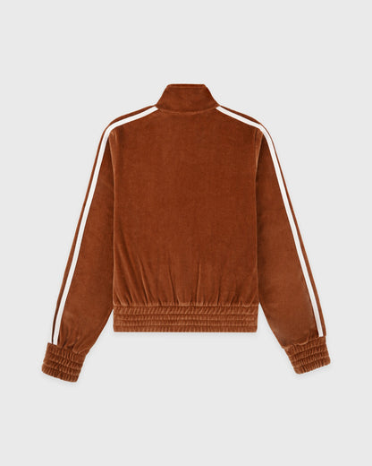 Sporty & Rich NY Crest Elio Velour Track Jacket - Tobacco