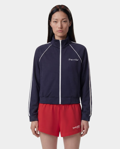 Sporty & Rich Signature Logo Retro Track Jacket - Dark Navy