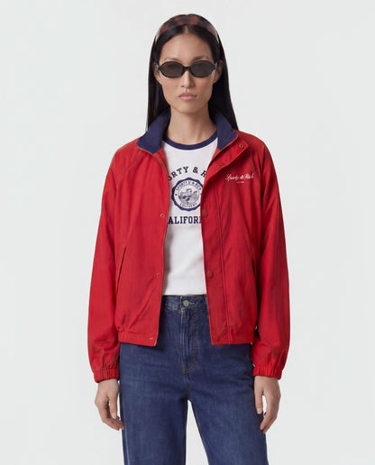 Sporty & Rich Signature NY Contrast Jacket - Ruby