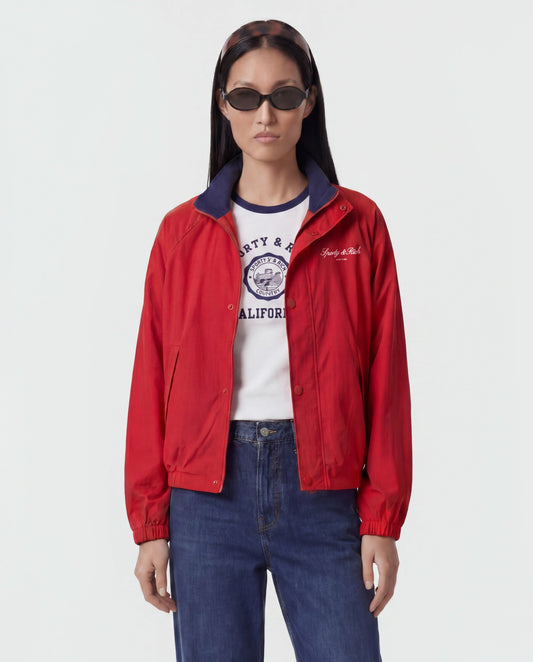 Sporty & Rich Signature NY Contrast Jacket - Ruby