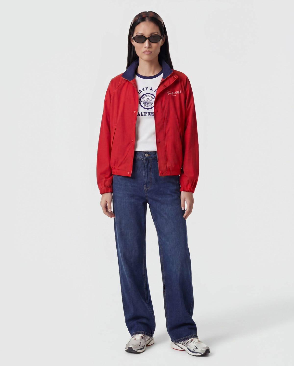 Sporty & Rich Signature NY Contrast Jacket - Ruby