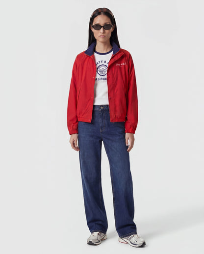 Sporty & Rich Signature NY Contrast Jacket - Ruby