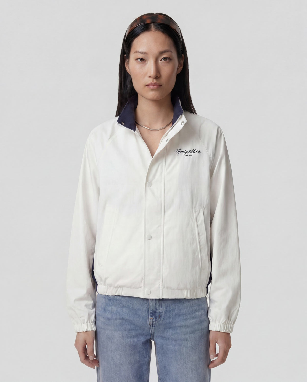 Sporty & Rich Signature NY Contrast Jacket - White