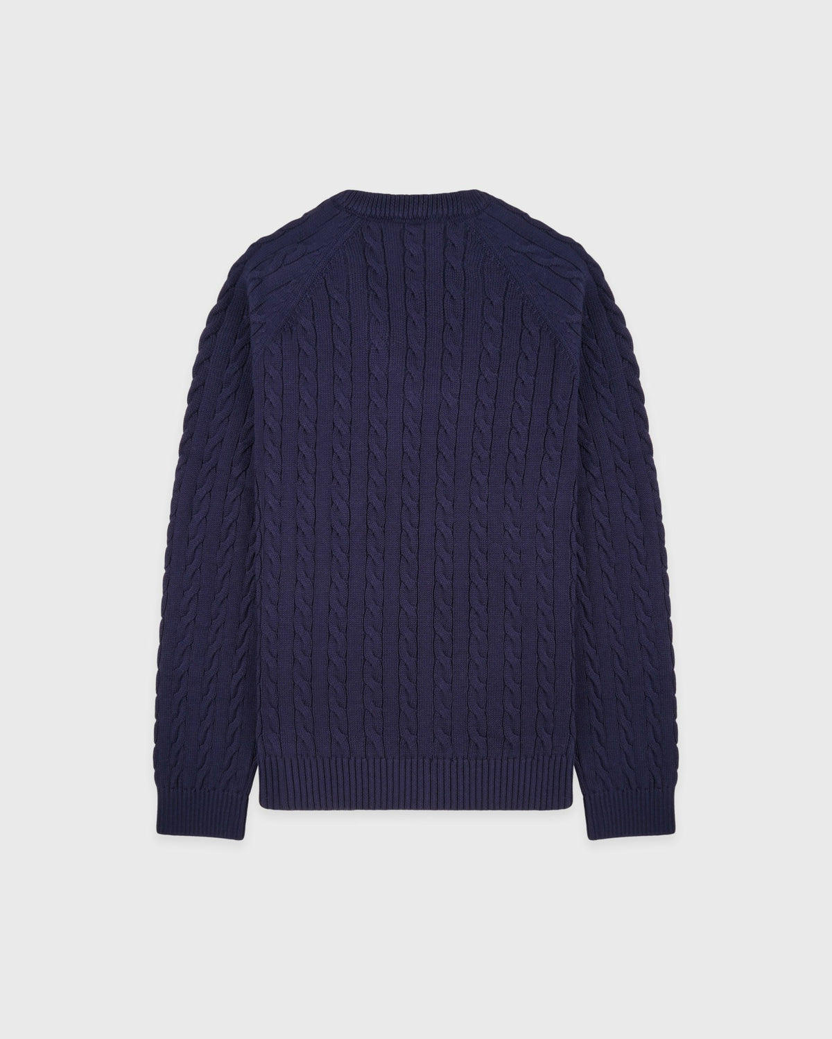 Sporty & Rich NY Crest V-Neck Cable Sweater - Light Navy/Ecru