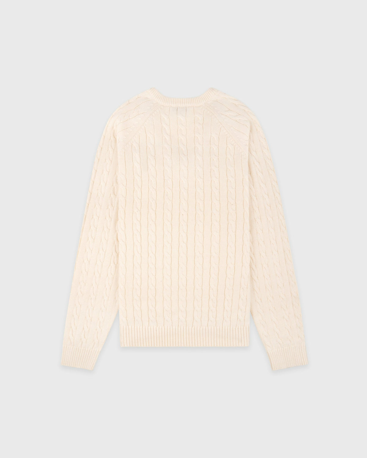 Sporty & Rich NY Crest V-Neck Cable Sweater - Ecru/Light Navy