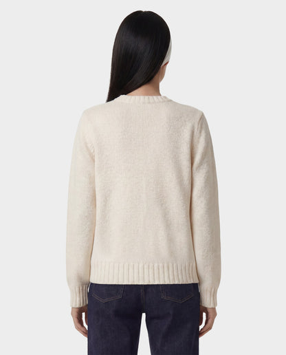 Sporty & Rich NY Crest Knitted Sweater - Ecru/Navy