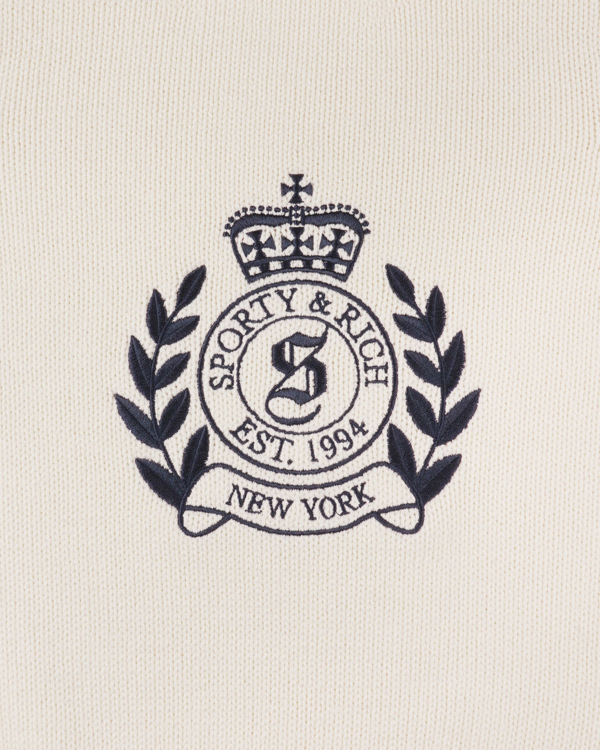 Sporty & Rich NY Crest Knitted Sweater - Ecru/Navy