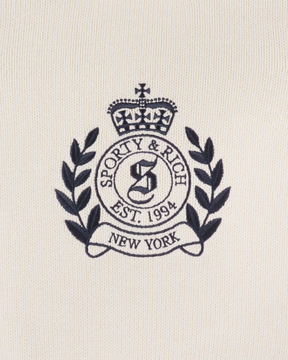 Sporty & Rich NY Crest Knitted Sweater - Ecru/Navy
