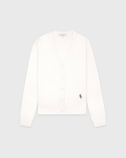 Sporty & Rich SRC Ribbed Cardigan - Ecru/Navy