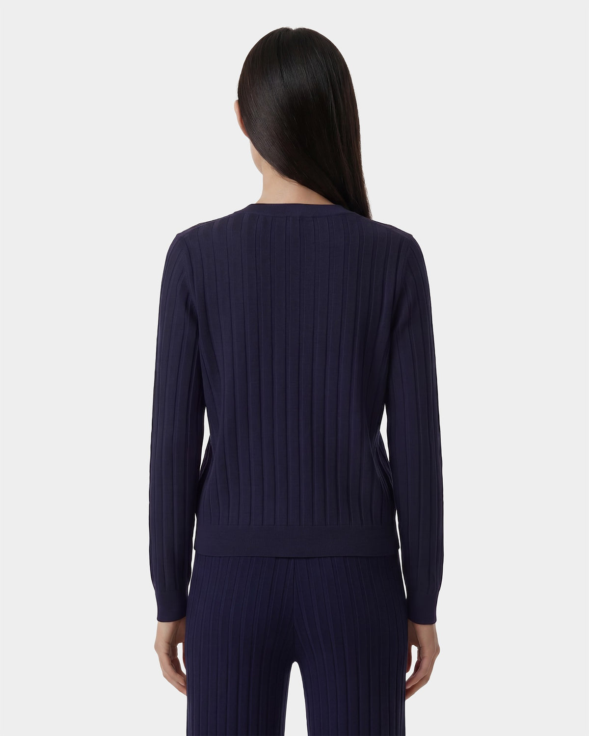Sporty & Rich SRC Ribbed Cardigan - Dark Navy/White
