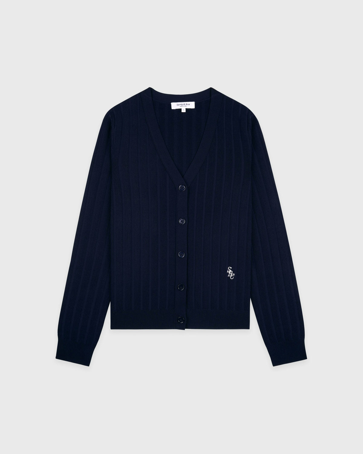 Sporty & Rich SRC Ribbed Cardigan - Dark Navy/White