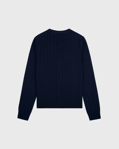 Sporty & Rich SRC Ribbed Cardigan - Dark Navy/White