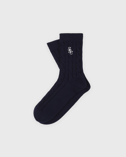 Sporty & Rich SRC Cableknit Socks - Navy