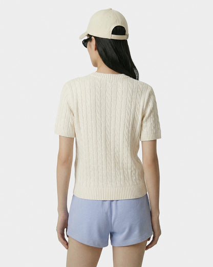 Sporty & Rich SRC Cotton Cableknit Sweater - Ecru/Navy