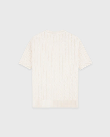 Sporty & Rich SRC Cotton Cableknit Sweater - Ecru/Navy