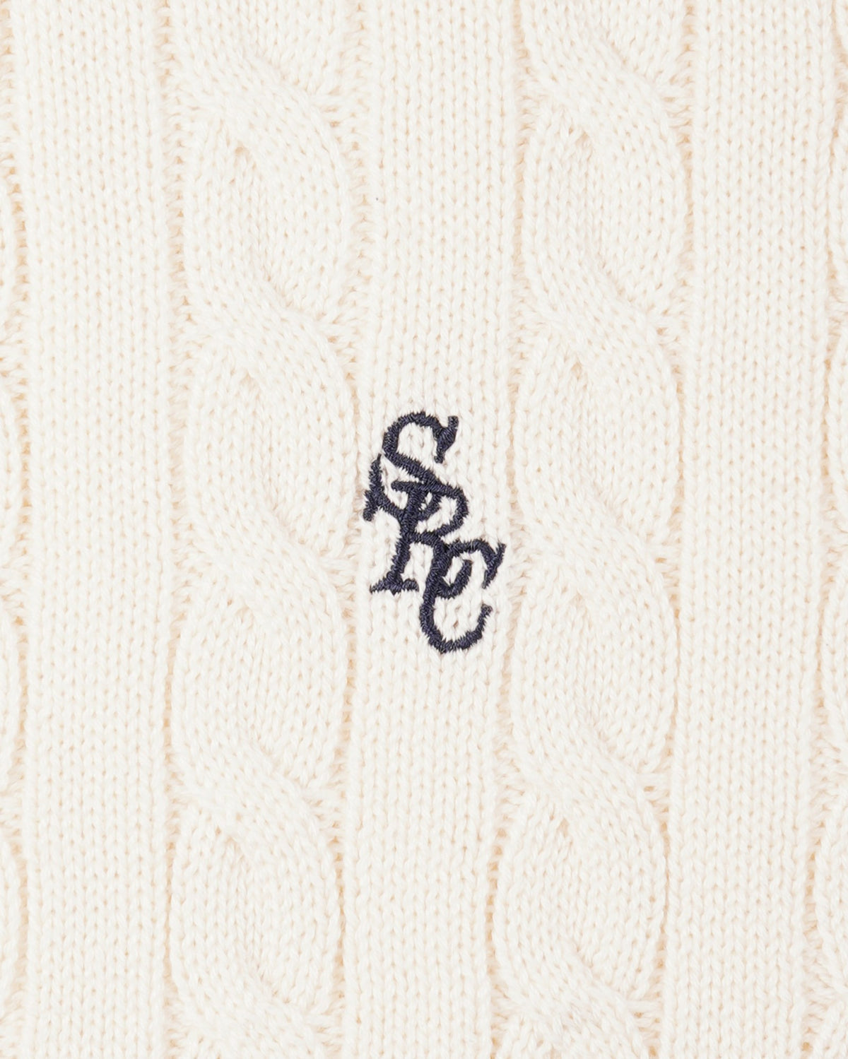 Sporty & Rich SRC Cotton Cableknit Sweater - Ecru/Navy