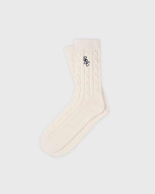 Sporty & Rich SRC Cableknit Socks - Ecru